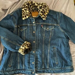 levi’s leopard fur lined denim jacket
